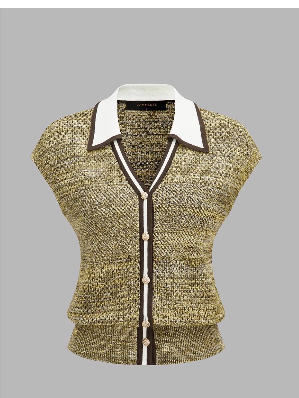 COMMENSE CONTRAST TRIM Knit TOP